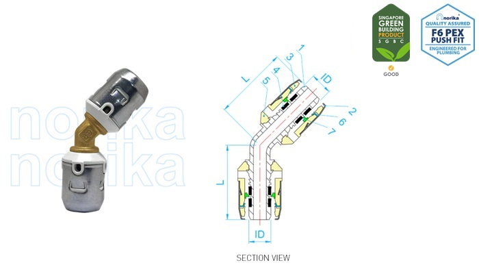 F6 快接45度等径弯头